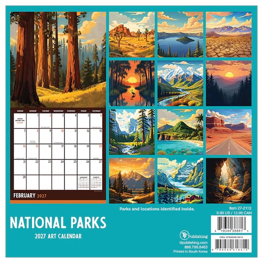 2027 National Parks-Art Mini Calendar
